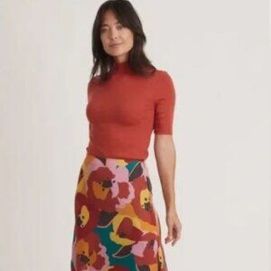 Marine Layer Lexi Rib Mock Neck Top Tandoori Spice